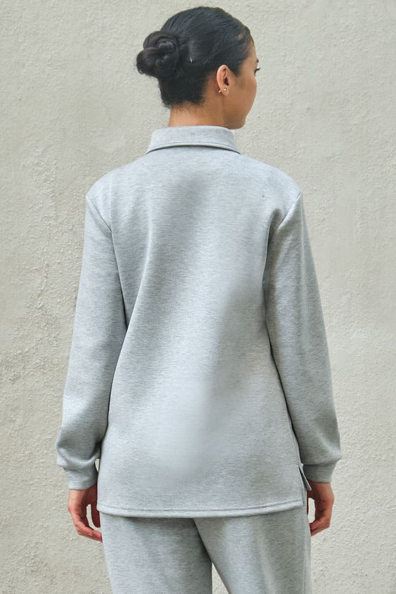 Victor Drop Shoulder Polo Shirt - Heather Grey - Image 4