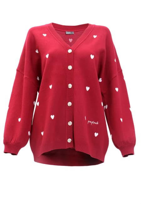 Camelia Drop-Shoulder Cardigan - Maroon