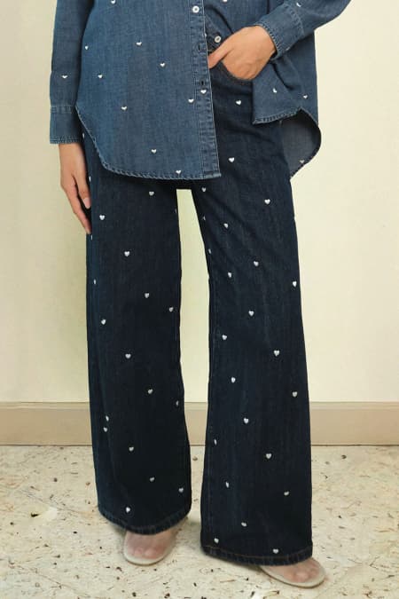 COTTON Alexi Wide-Legged Jeans - Dark Wash