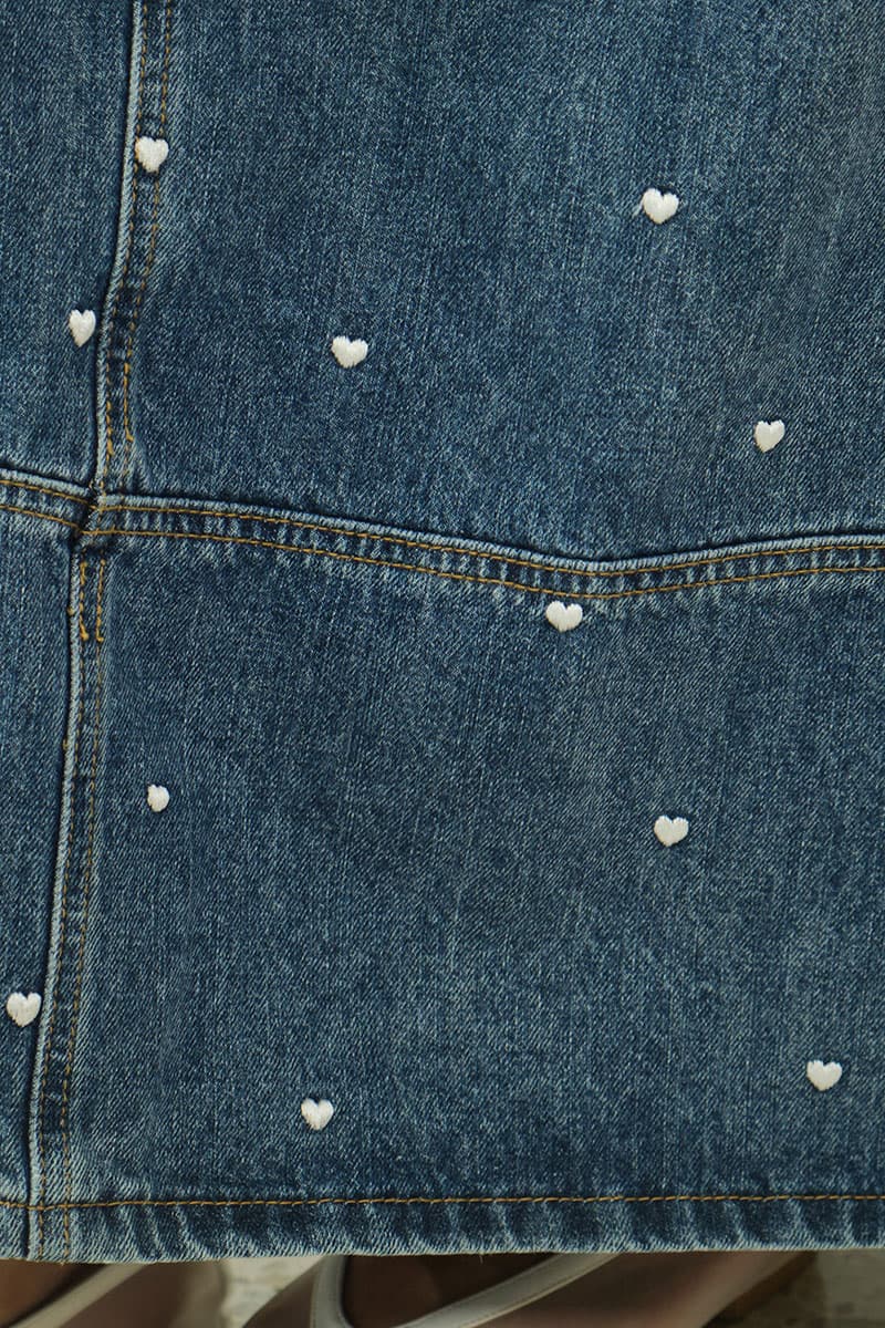 COTTON Carine A-Line Denim Skirt - Light Wash - Image 6