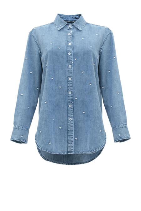 Lana Front Button Shirt - Light Wash