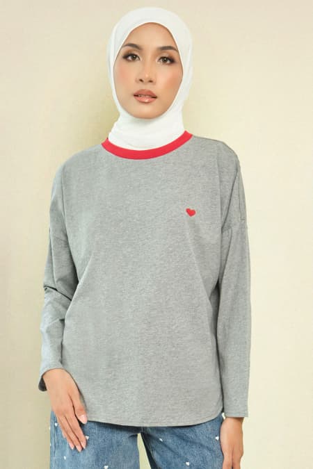 Irina Round Neck Tee - Heather Grey