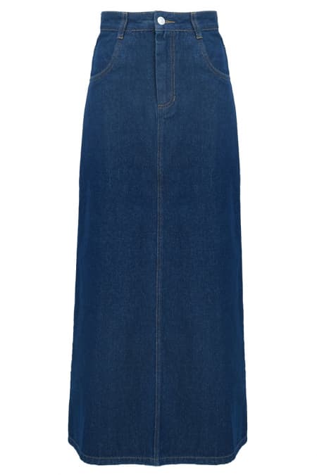 COTTON Castle A-Line Denim Skirt - Dark Wash