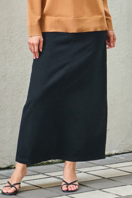 COTTON Castle A-Line Denim Skirt - Black