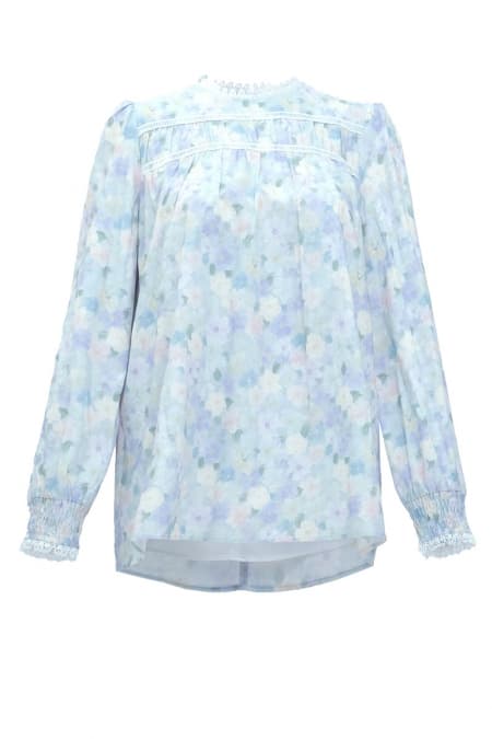 Daytona Flared Blouse - Aqua Floral
