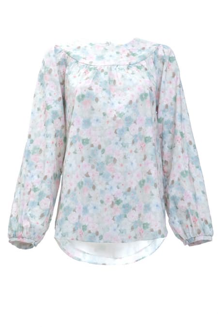 Valley Raglan Sleeve Blouse - Aloe/Pink Floral