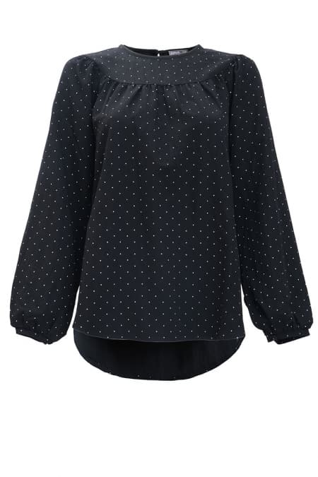 Valley Raglan Sleeve Blouse - Black Polka