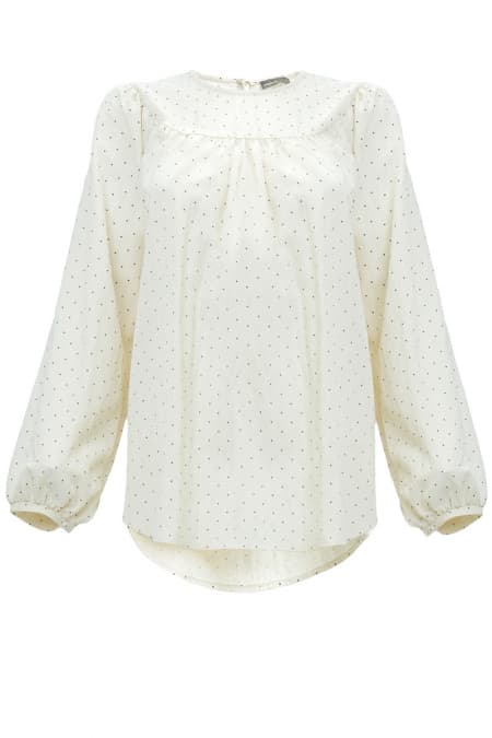 Valley Raglan Sleeve Blouse - Cream Polka