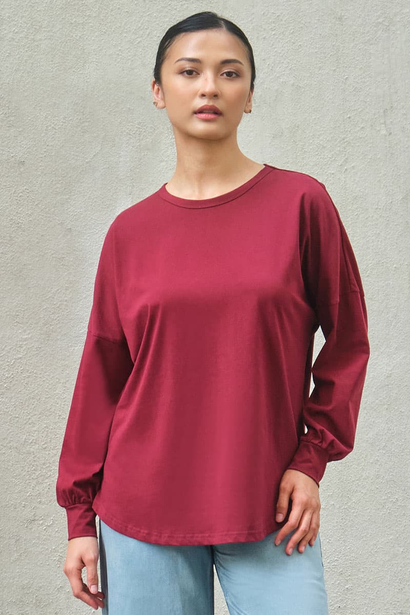 Kirsi Drop Shoulder Sweater 3.0 - Deep Rosewood - Image 1