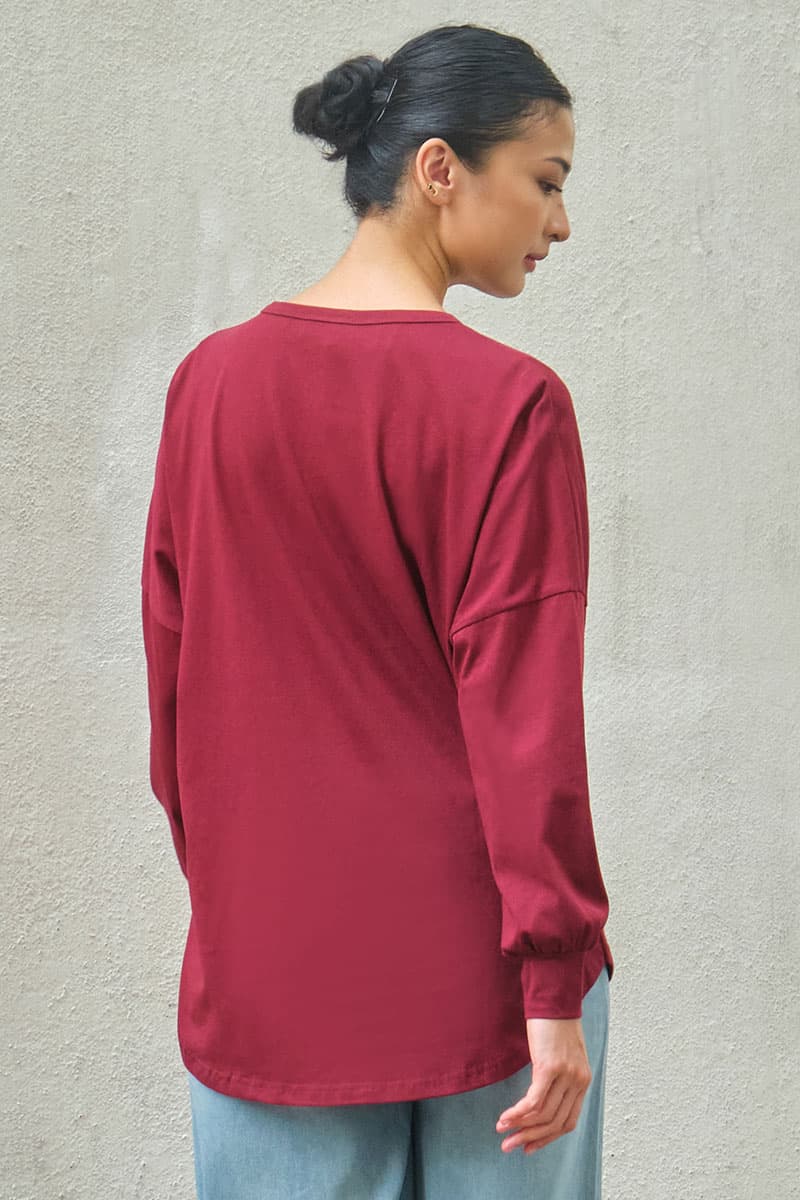 Kirsi Drop Shoulder Sweater 3.0 - Deep Rosewood - Image 4