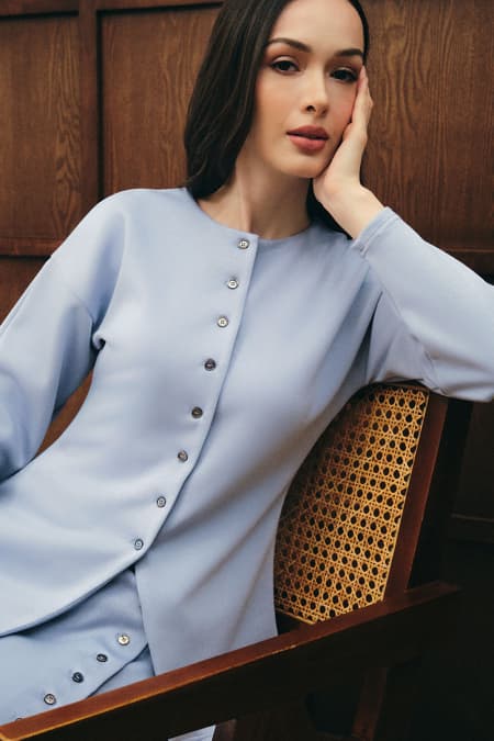 Elm Front Button Blouse - Blue Bell
