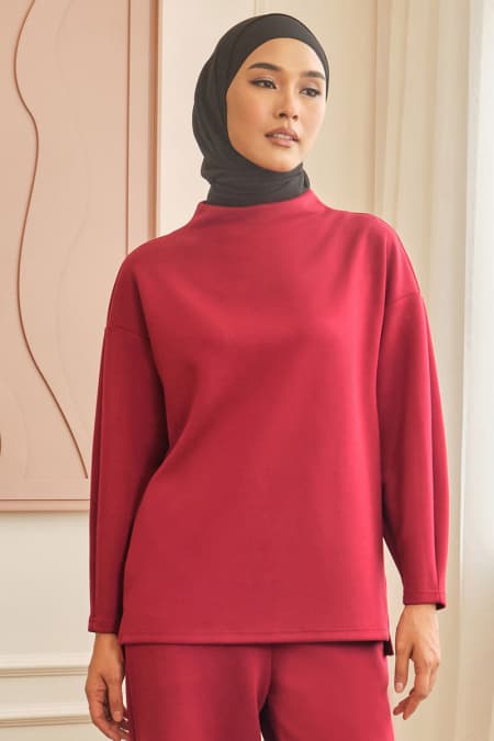 Denali High Neck Blouse 2.0 - Deep Red