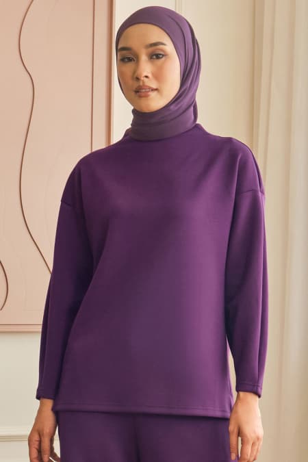 Denali High Neck Blouse 2.0 - Eggplant