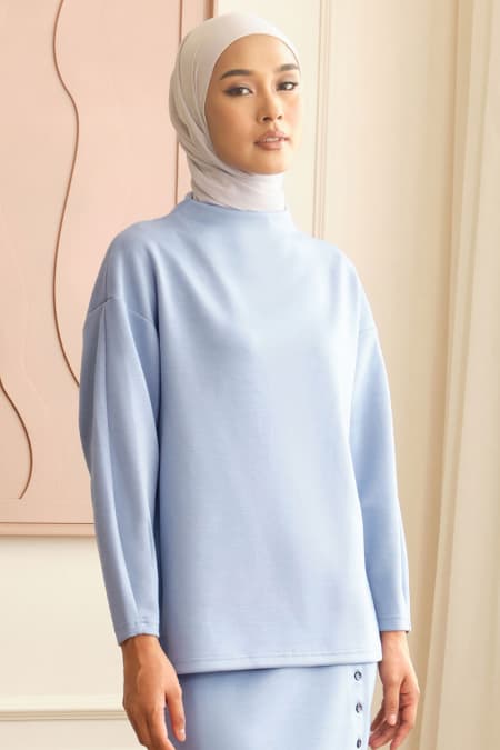 Denali High Neck Blouse 2.0 - Blue Bell