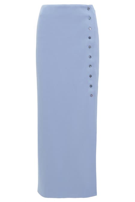 Leeder Button Slit Skirt - Blue Bell