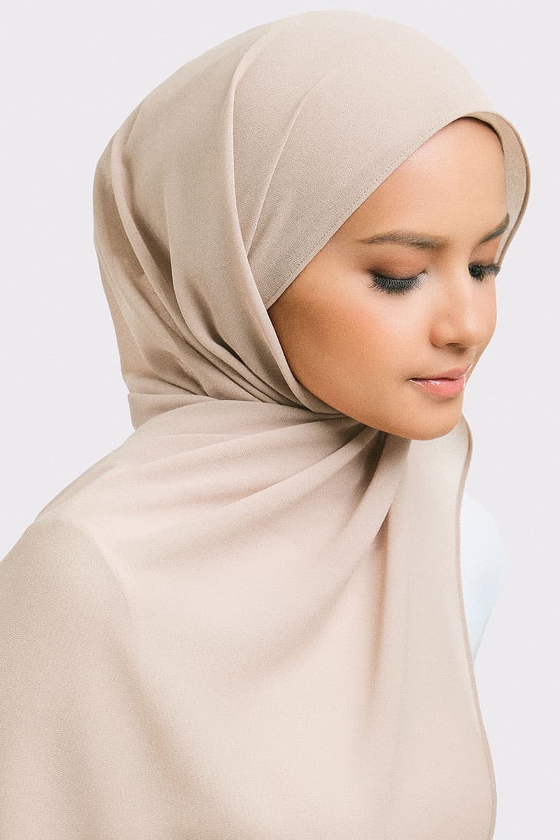 Aida Chiffon Tudung Headscarf - Light Beige - Image 2