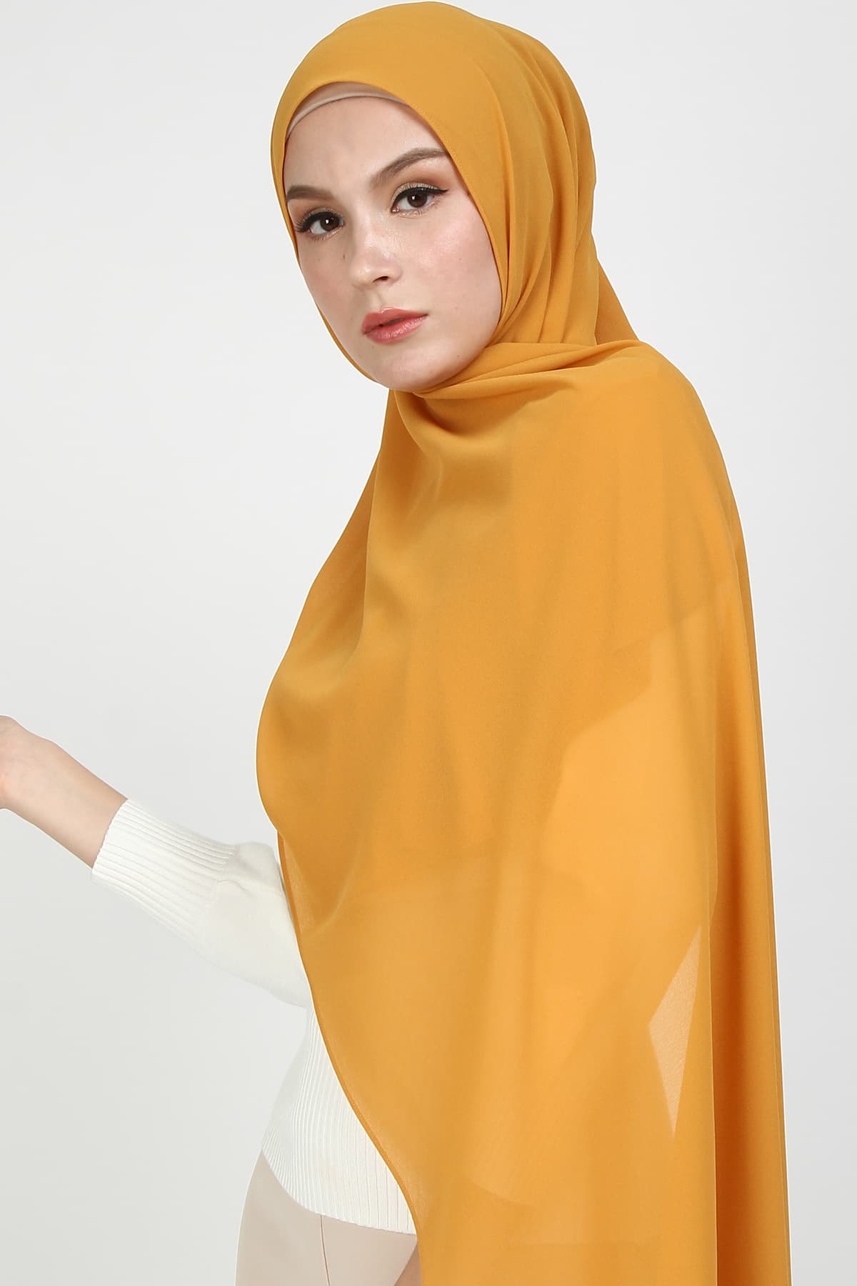 Aida Chiffon Tudung Headscarf - Mustard - Image 2