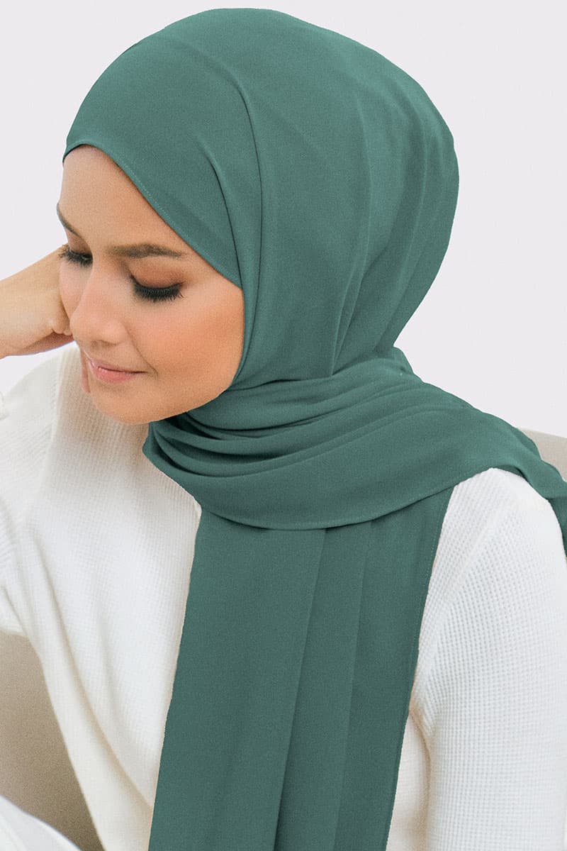 Aida Chiffon Tudung Headscarf - Dusty Green - Image 2