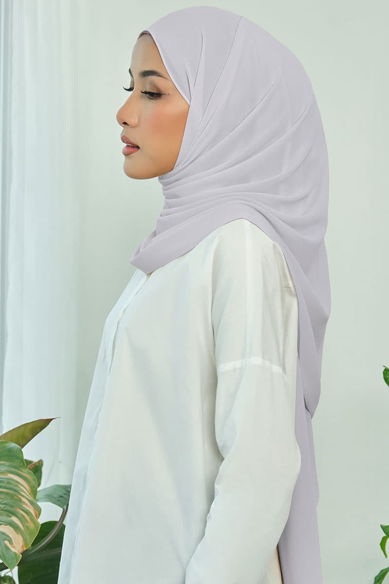 Aida Chiffon Tudung Headscarf - Light Grey - Image 2