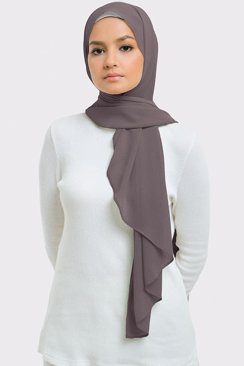Aida Chiffon Tudung Headscarf - Grey - Image 1