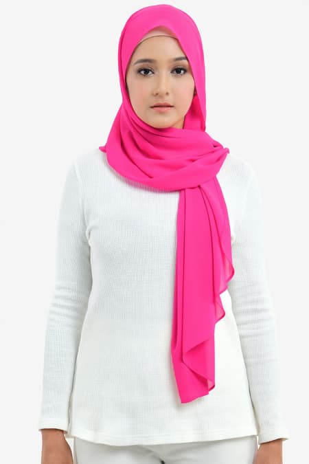 Aida Chiffon Tudung Headscarf - Fuchsia