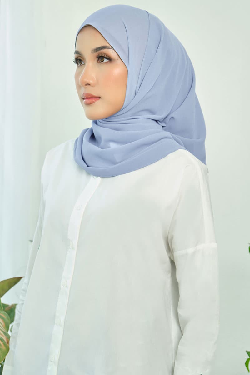 Aida Chiffon Tudung Headscarf - Blue Bell - Image 2