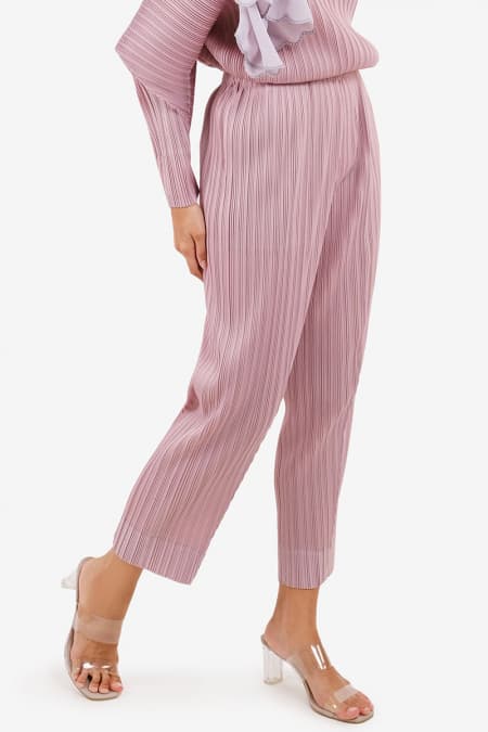 Lijana Pleated Elastic Waist Pants - Wild Rose
