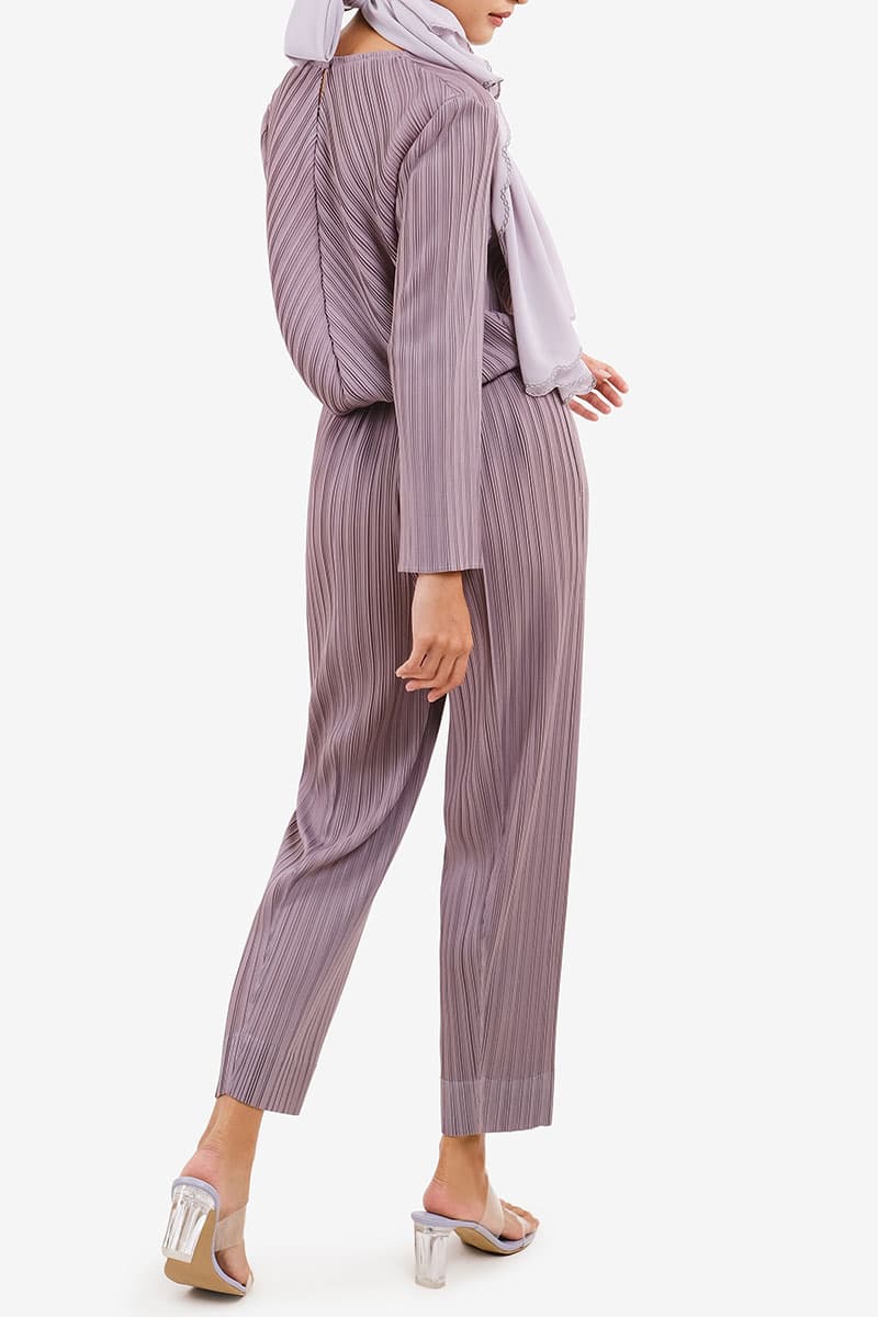 Lijana Pleated Elastic Waist Pants - Deep Lavender - Image 4