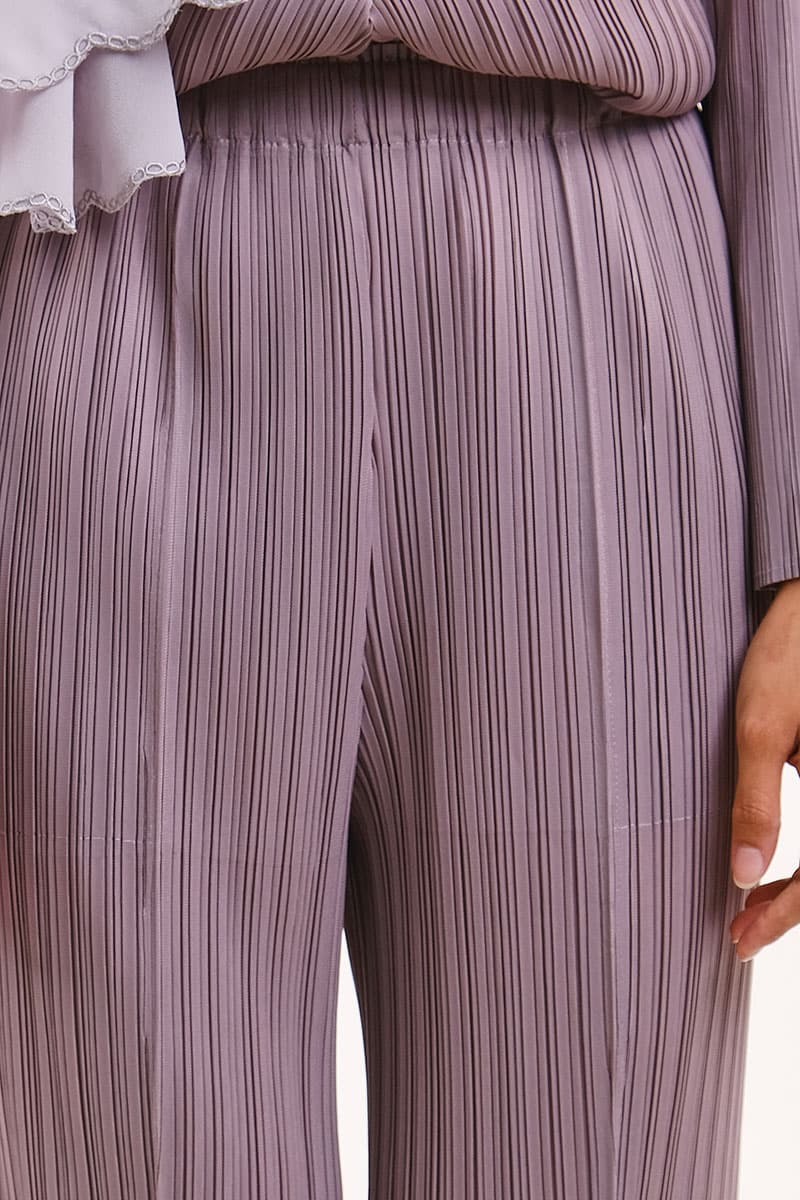Lijana Pleated Elastic Waist Pants - Deep Lavender - Image 5