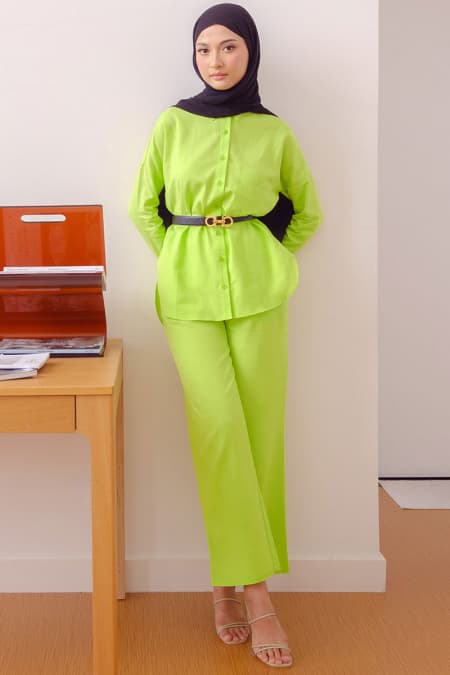 Eldana Wide Legged Pants - Lime
