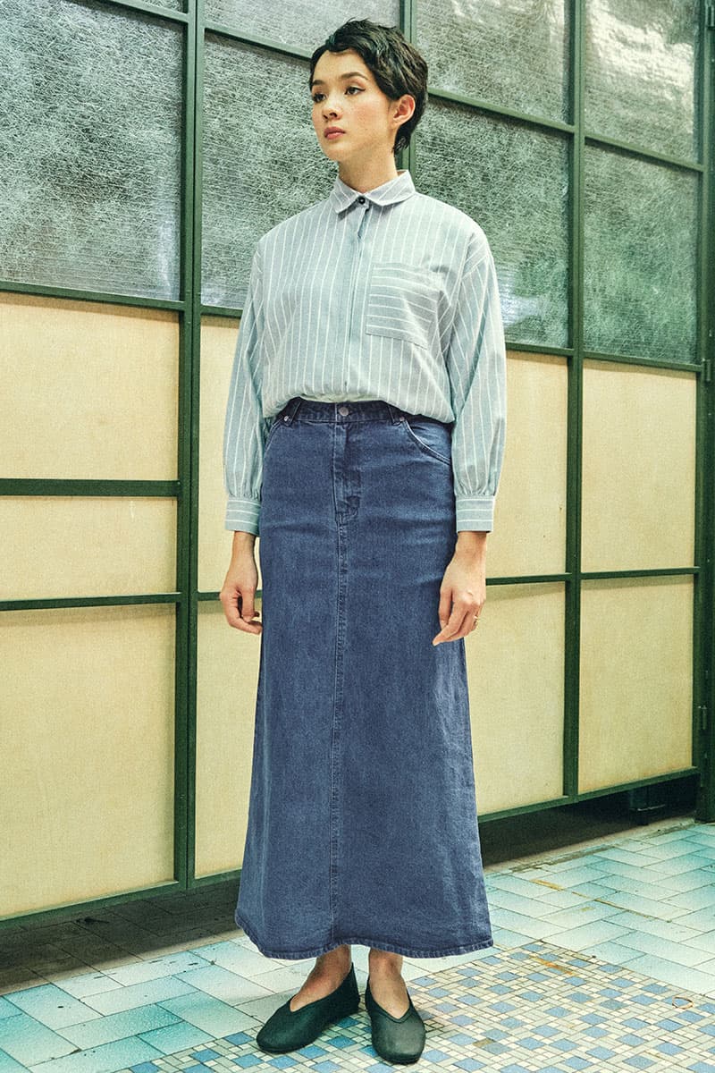 COTTON Reyyan A-line Denim Skirt 2.0 - Medium Wash - Image 3