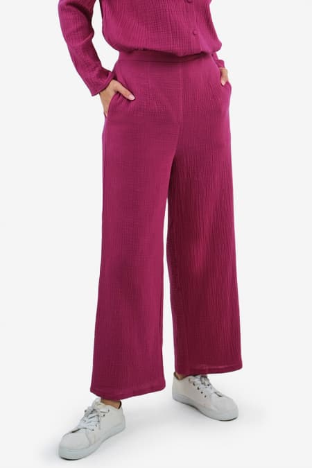 Seniya Straight Cut Pants - Magenta