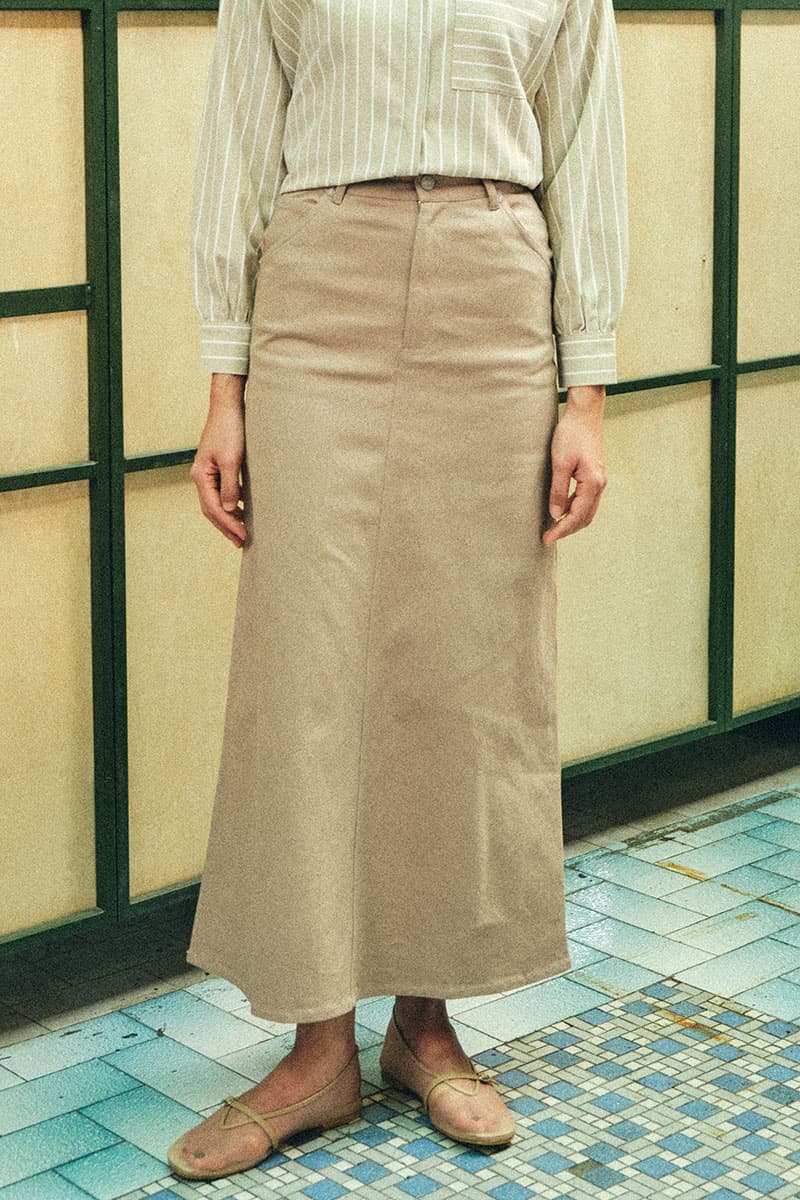 COTTON Reyyan A-line Denim Skirt 2.0 - Beige - Image 1