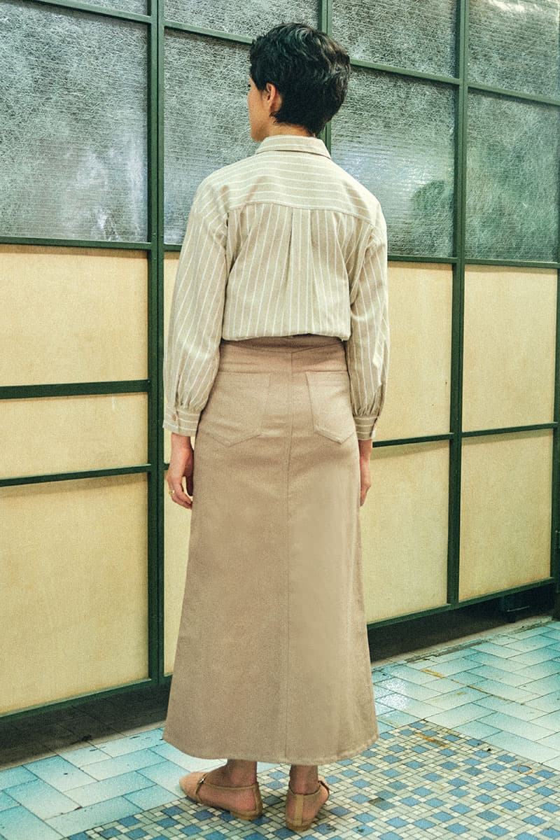 COTTON Reyyan A-line Denim Skirt 2.0 - Beige - Image 4