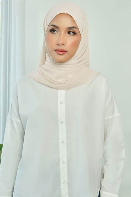 Aida Chiffon Tudung Headscarf - Oat Milk