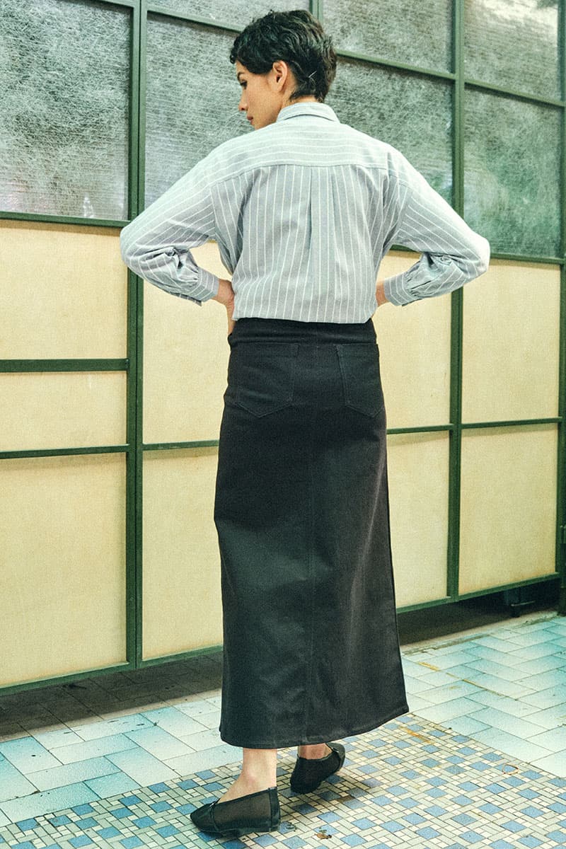COTTON Reyyan A-line Denim Skirt 2.0 - Black - Image 4