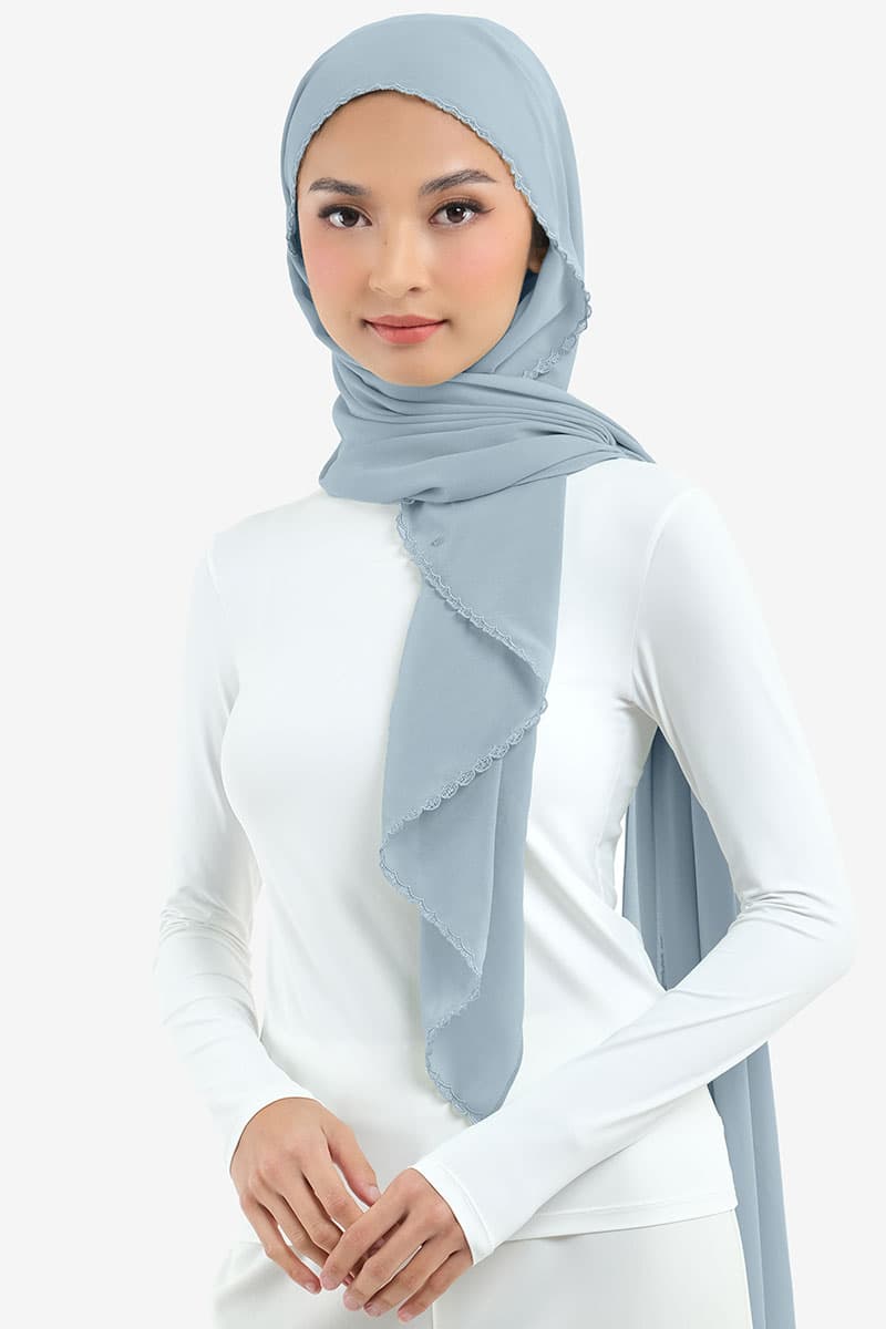 Aisyah Scallop Headscarf - Blue Fog - Image 1