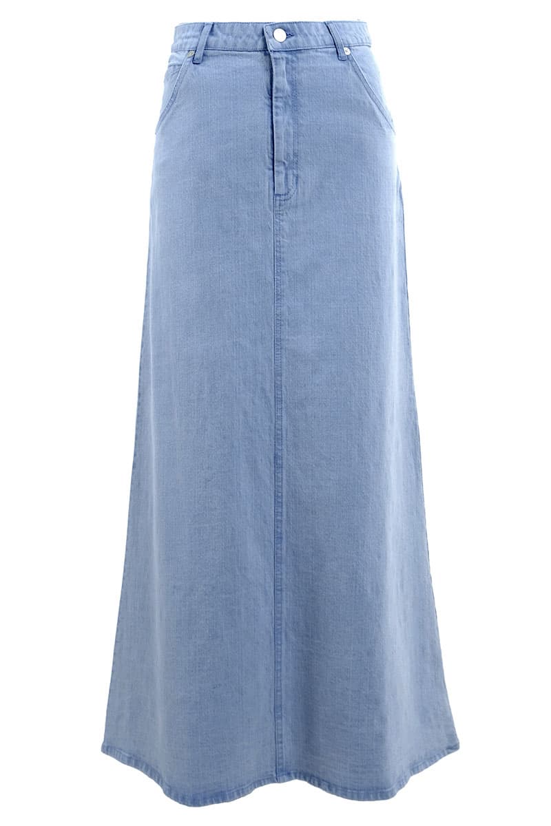COTTON Reyyan A-line Denim Skirt 2.0 - Blue Wash - Image 2