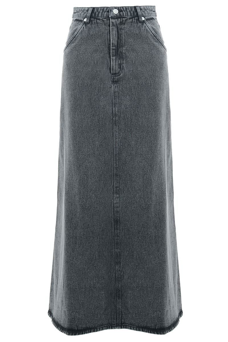 COTTON Reyyan A-line Denim Skirt 2.0 - Black Acid Wash - Image 2
