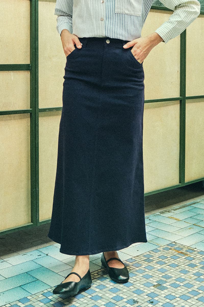 COTTON Reyyan A-line Denim Skirt 2.0 - Graphite Blue - Image 1