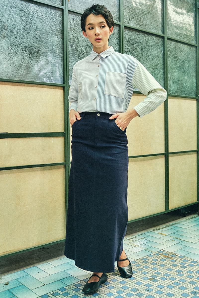 COTTON Reyyan A-line Denim Skirt 2.0 - Graphite Blue - Image 3