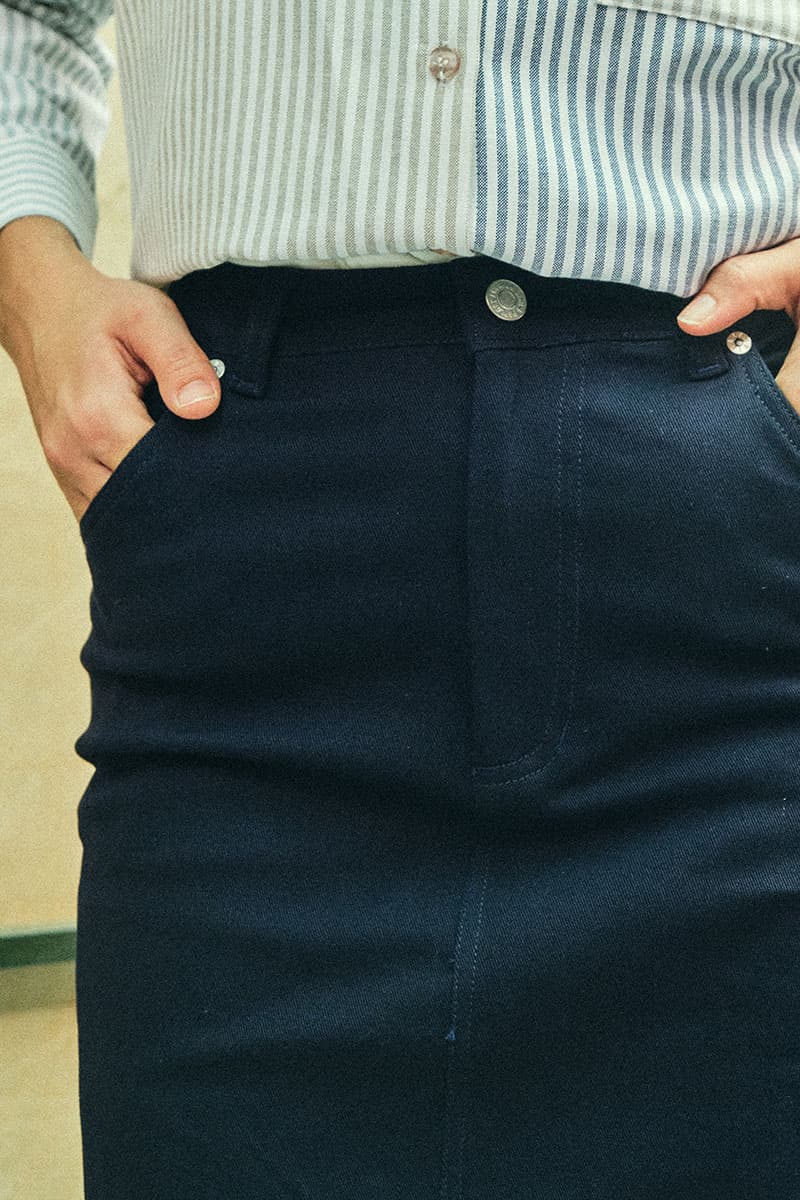 COTTON Reyyan A-line Denim Skirt 2.0 - Graphite Blue - Image 5