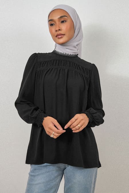 Daytona Flared Blouse - Black