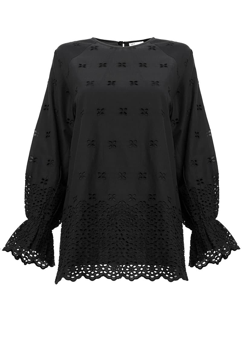 Chevelle Smock Sleeve Blouse - Black - Image 2