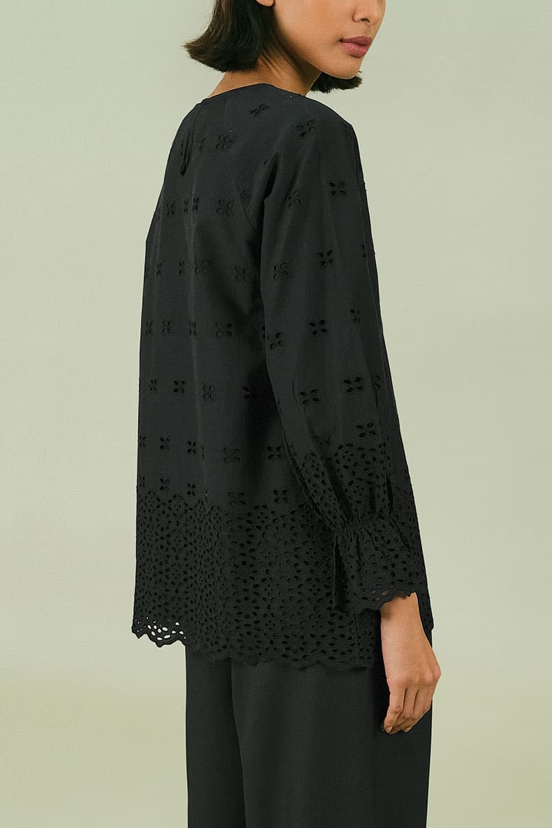 Chevelle Smock Sleeve Blouse - Black - Image 4