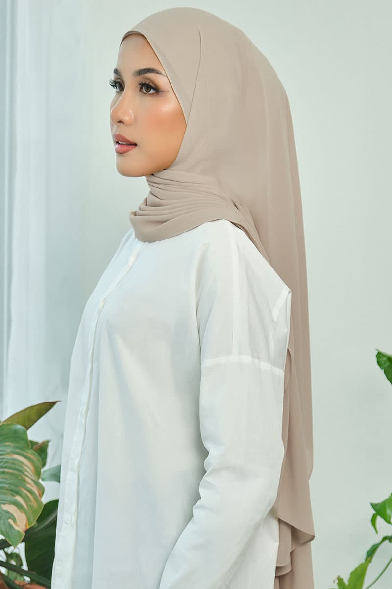 Aida Chiffon Tudung Headscarf - Pale Oak - Image 2