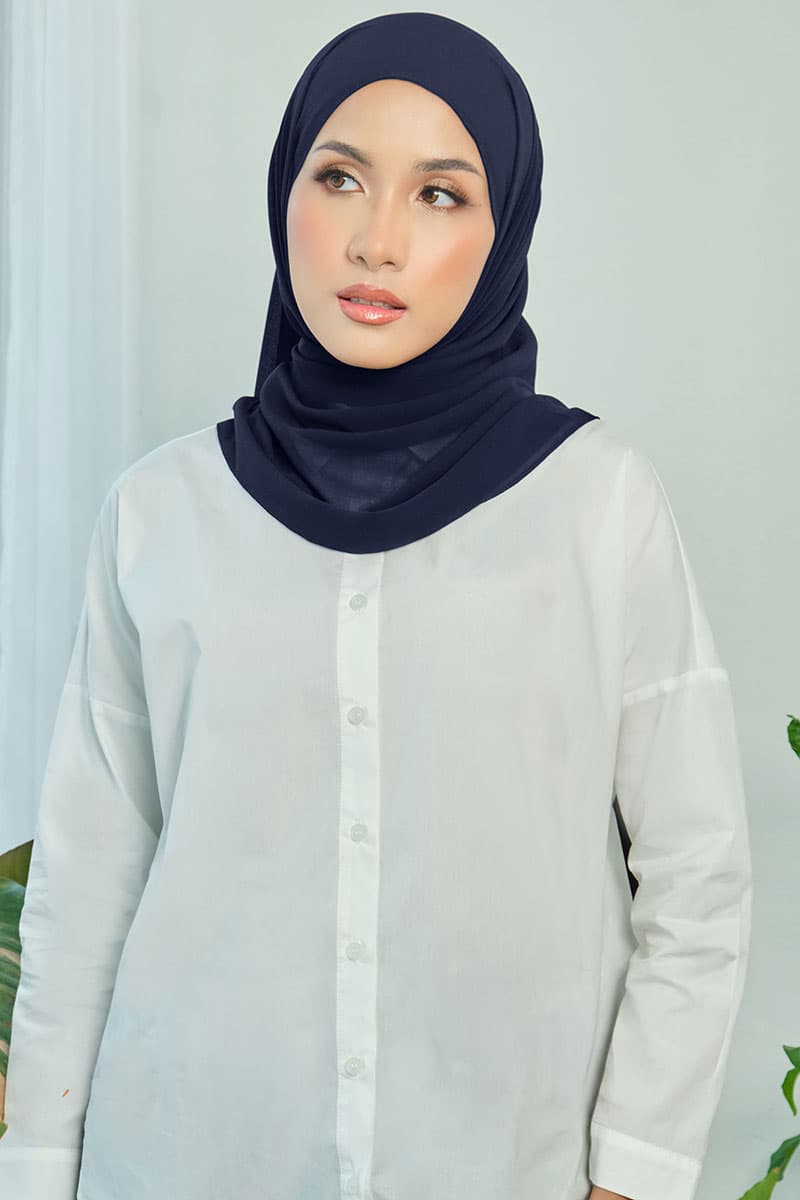 Aida Chiffon Tudung Headscarf - Graphite Blue - Image 1