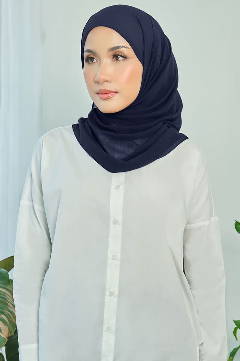 Aida Chiffon Tudung Headscarf - Graphite Blue - Image 2
