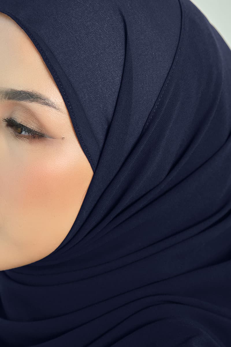 Aida Chiffon Tudung Headscarf - Graphite Blue - Image 3