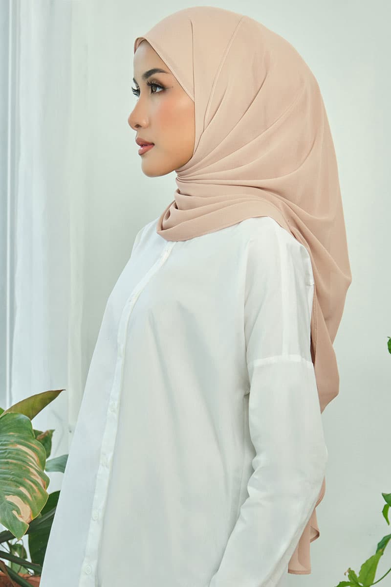 Aida Chiffon Tudung Headscarf - Beige - Image 2